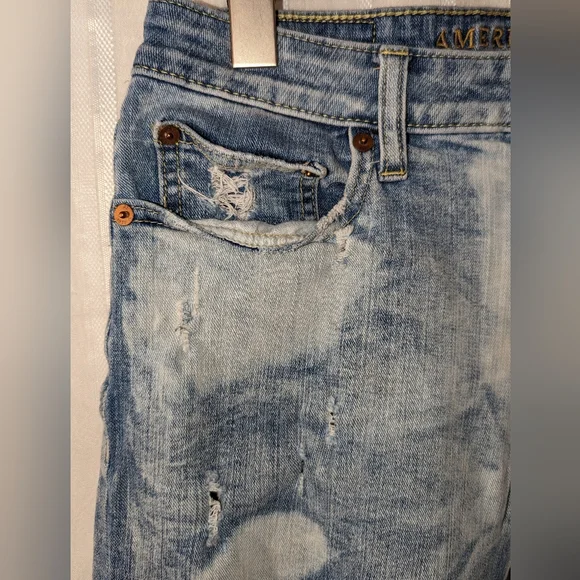 AMERICAN EAGLE OUTFITTERS Denim Shorts Bleached Distressed sz 29 - Picture 6 of 14